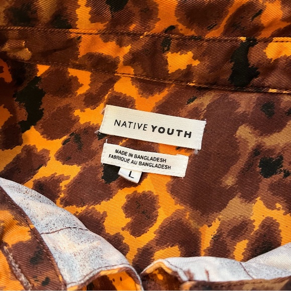 Native Youth Oversized Shacket in Bright Leopard Print, Sz L - Picture 11 of 11